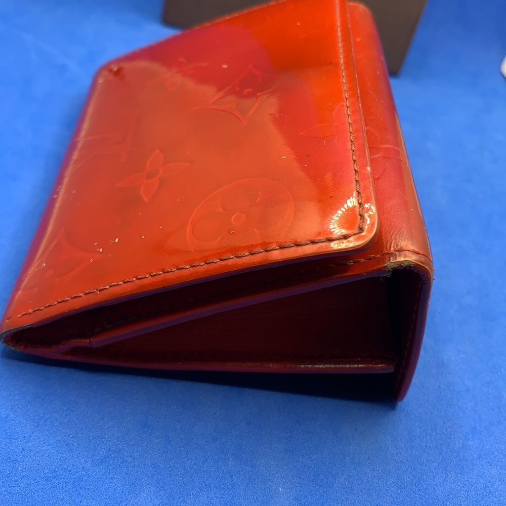 LOUIS VUITTON Vernice Sarah compact orange (ish) red color wallet vintage - Picture 10 of 12